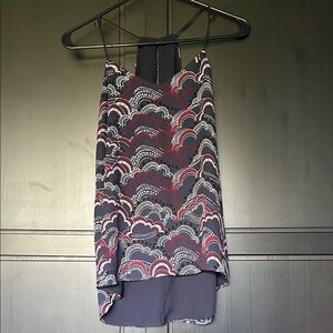 Express Burgundy and White Patterned Camisole